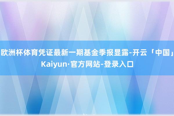 欧洲杯体育凭证最新一期基金季报显露-开云「中国」Kaiyun