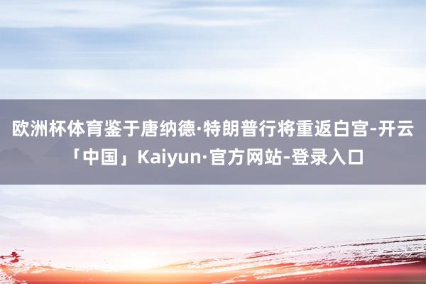 欧洲杯体育 鉴于唐纳德·特朗普行将重返白宫-开云「中国」Kaiyun·官方网站-登录入口