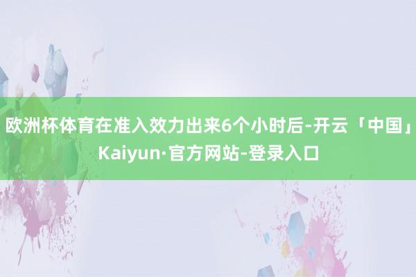欧洲杯体育在准入效力出来6个小时后-开云「中国」Kaiyun·官方网站-登录入口